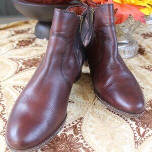 Pikolinos Women's Leather Booties Size 42 Cognac/Bronze Side Zip Stretch Ankle